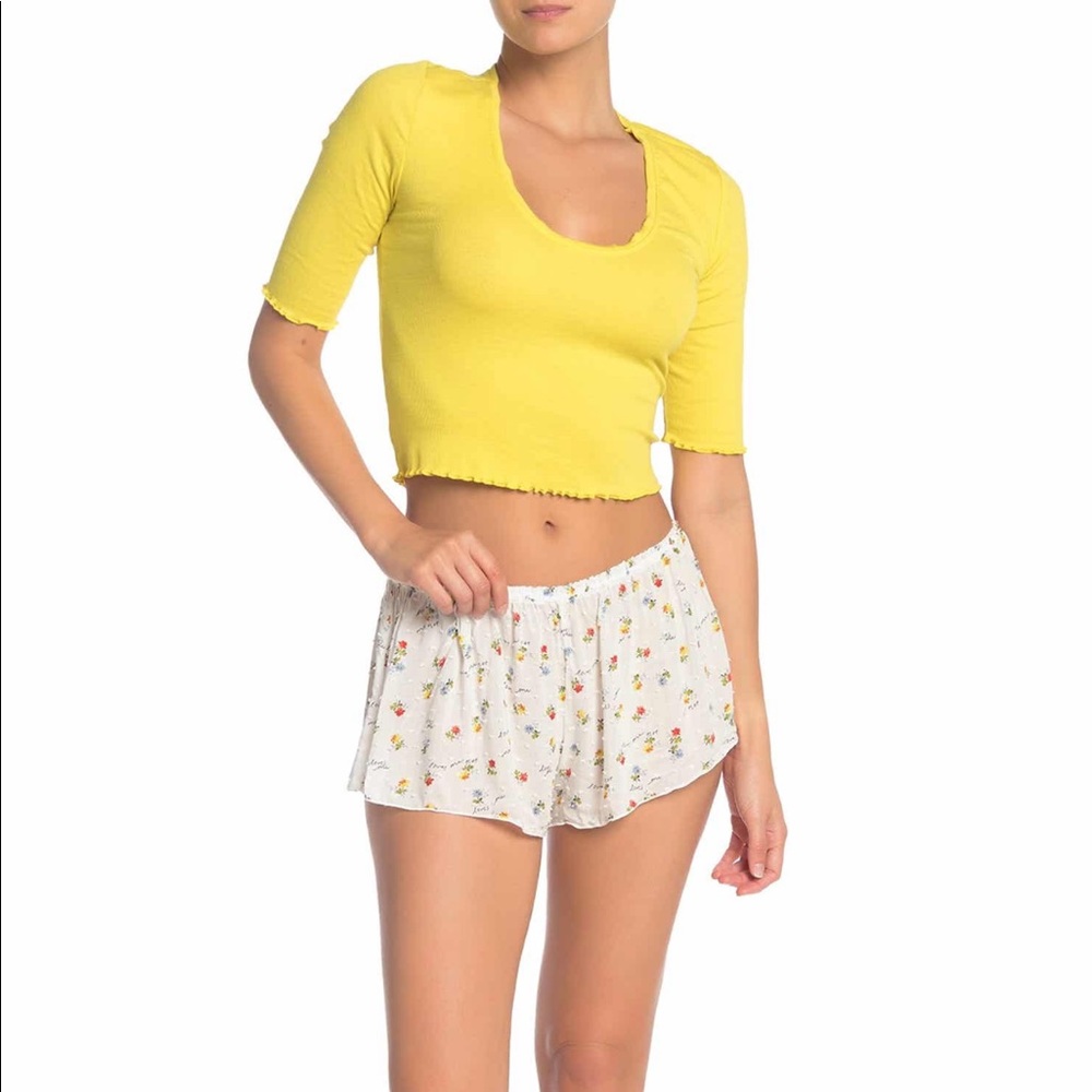 FREE PEOPLE Up Late Crop Top & Shorts Pajamas